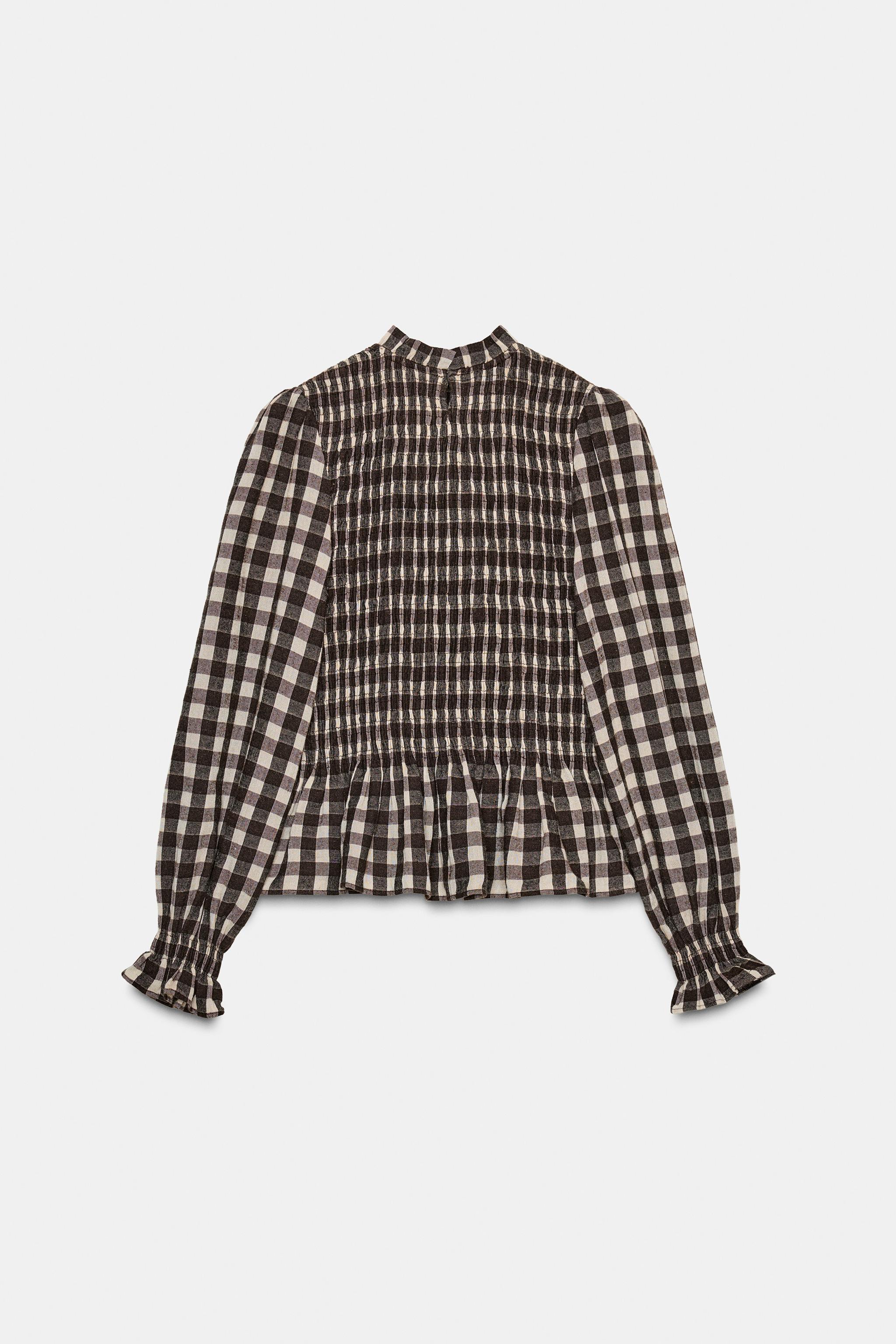PLAID SMOCKED SHIRT